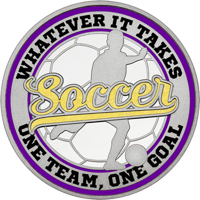 Gold "Soccer" with Purple Outer Circular Borders